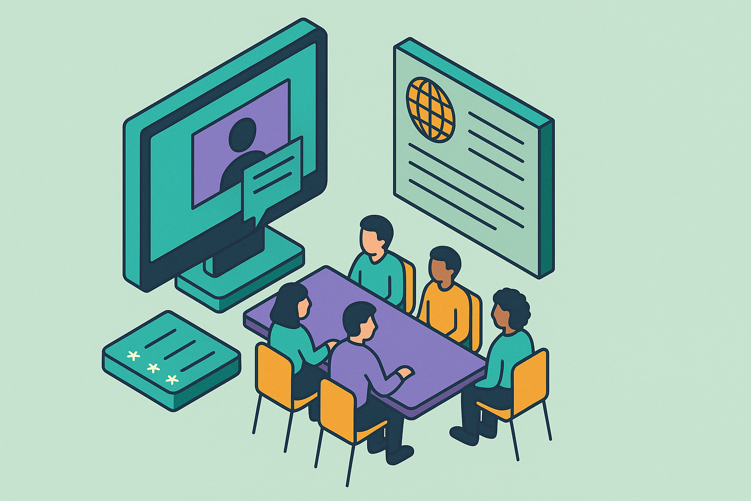 Cover illustration for “Multilingual Meeting Transcription for Global Teams”