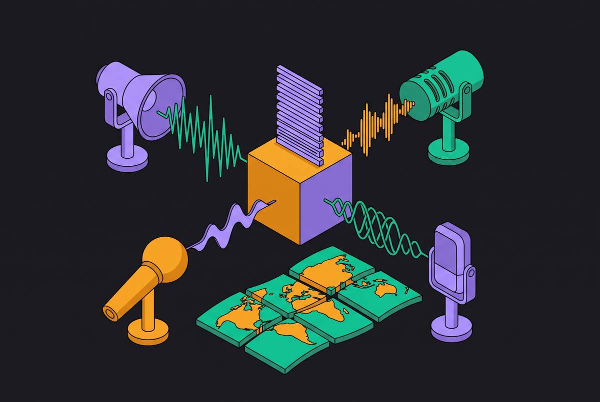 Cover illustration for “Accent and Dialect Handling in AI Transcription Models”