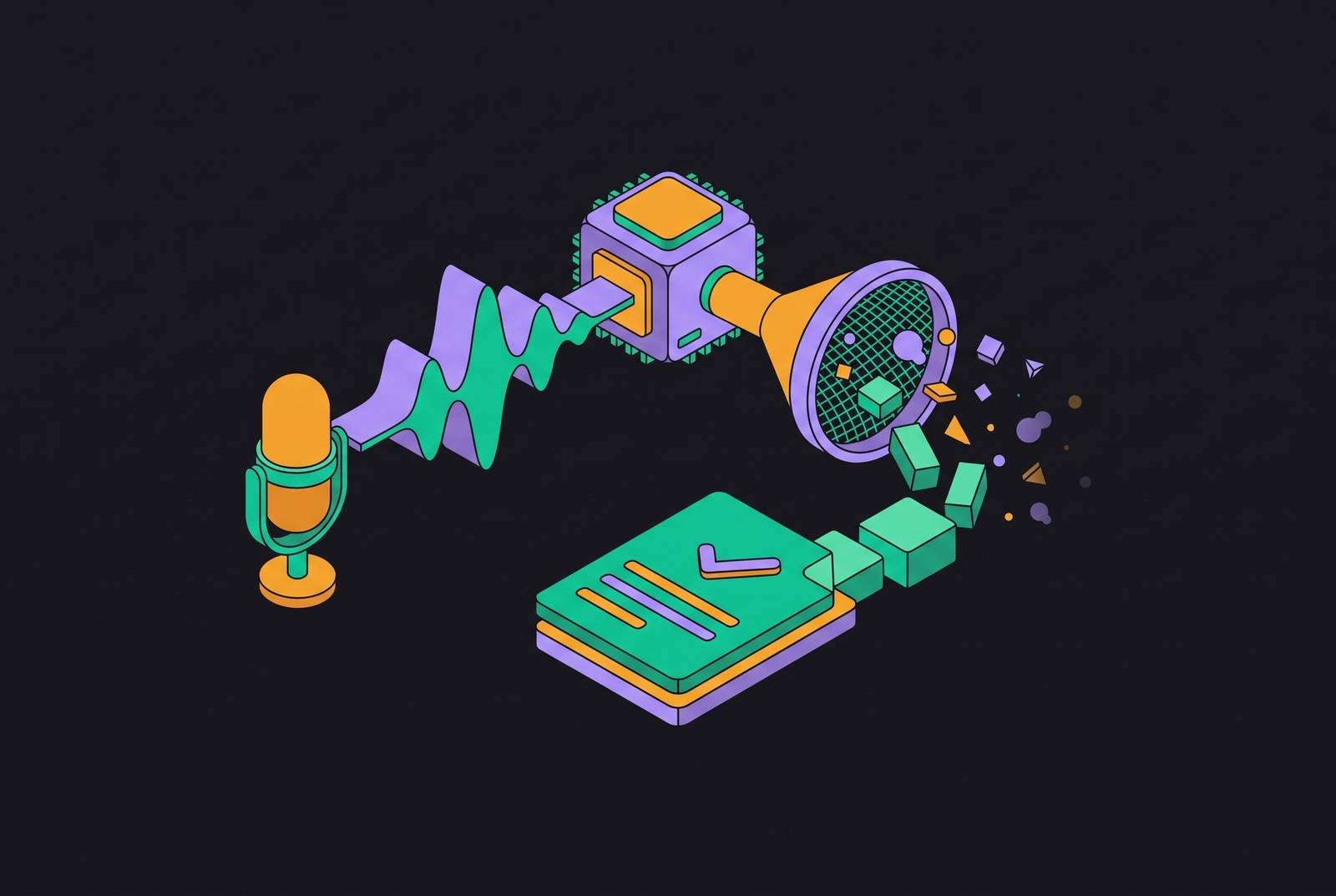 Cover illustration for “Reducing Hallucination in AI-Generated Meeting Summaries”