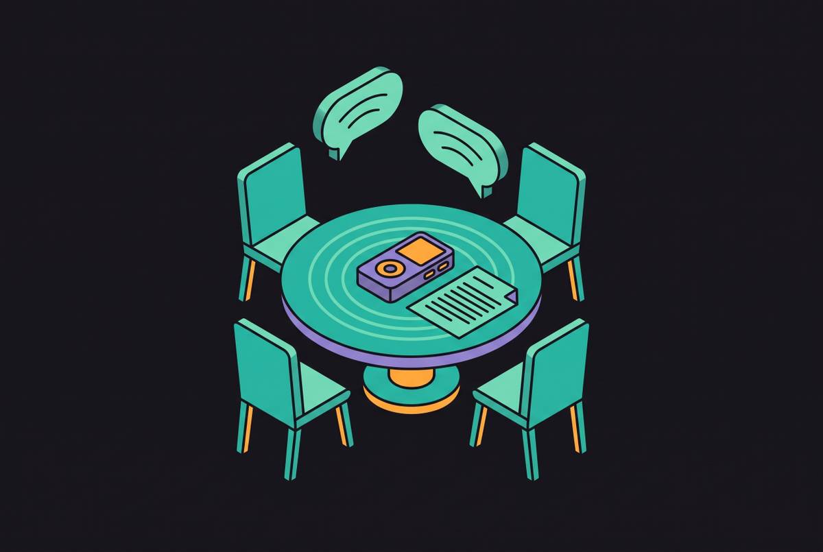 Cover illustration for “In-Person Meeting Transcription Without a Bot”