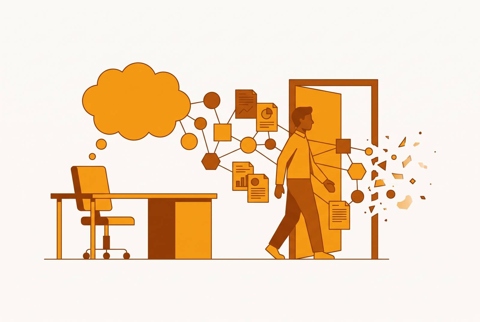 Cover illustration for “Organizational Amnesia After Employee Departure”