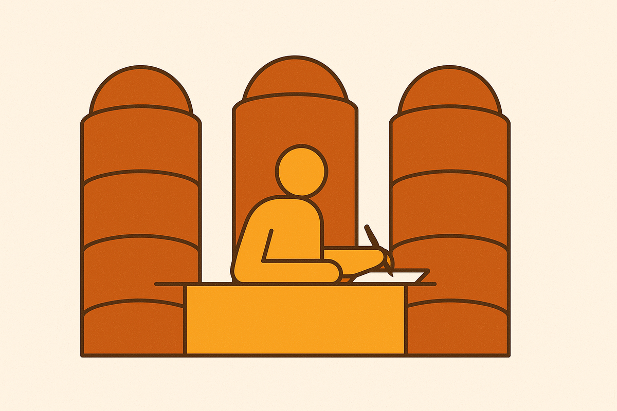 Cover illustration for “Information Silos Created by Private Meeting Notes”