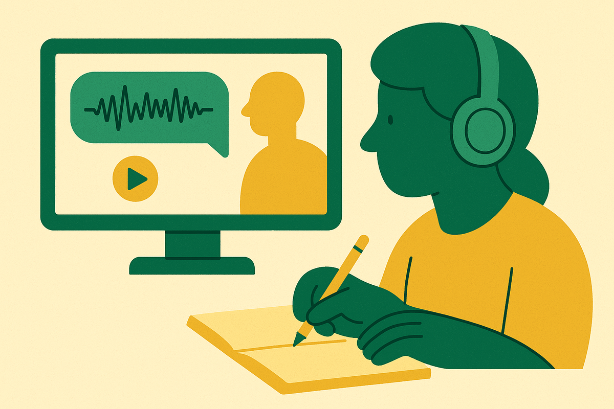 Cover illustration for “approaches to turning kickoff call recordings into case study source material”