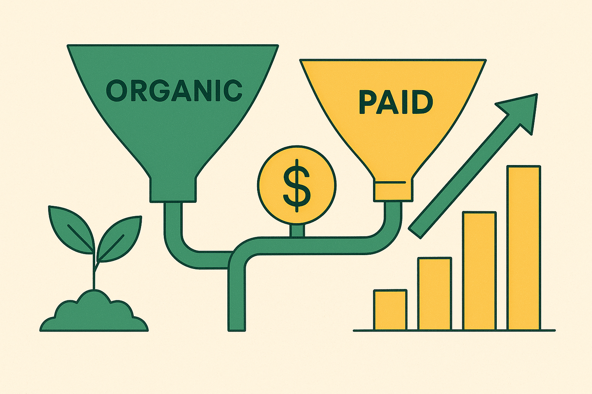 Cover illustration for “Organic vs Paid Pipeline for B2B SaaS at Seed Stage”