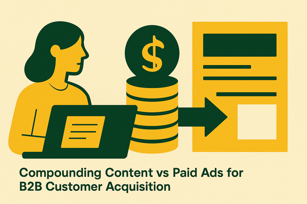 Cover illustration for “Compounding Content vs Paid Ads for B2B Customer Acquisition”