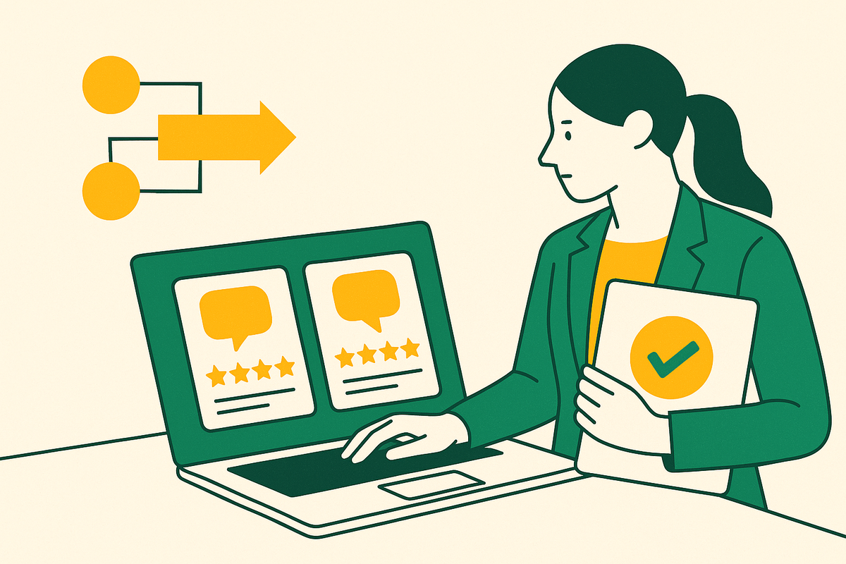 Cover illustration for “G2 and Capterra Review Strategy for Pipeline-Stage B2B Buyers”