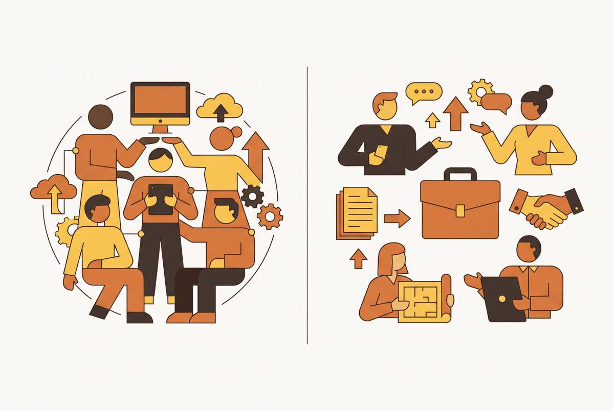 Cover illustration for “In-House vs Agency Design for Startup GTM Teams”