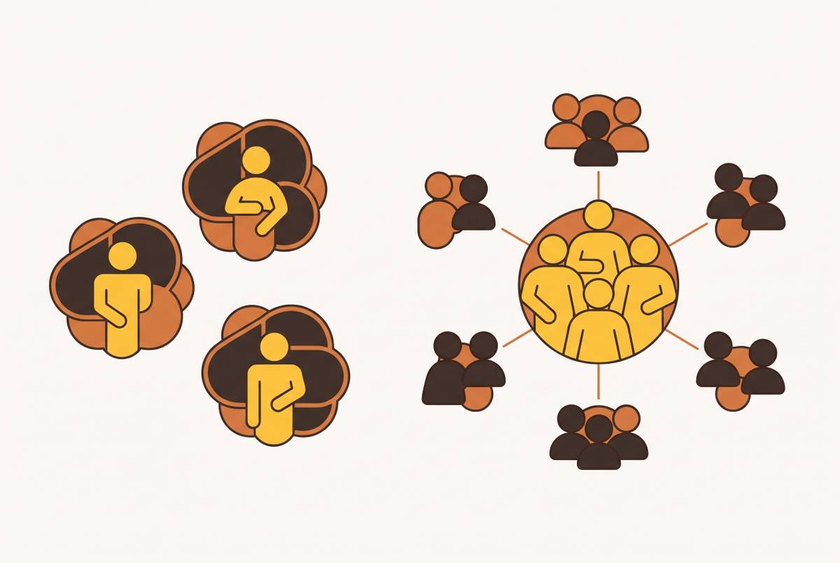 Cover illustration for “Embedded Designer vs Shared Services Model for Marketing Teams”