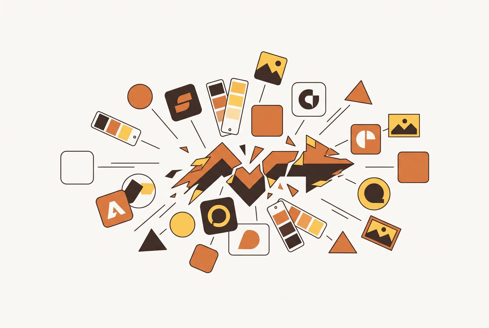 Cover illustration for “Brand Asset Scattering and Its Cost to Creative Output Speed”