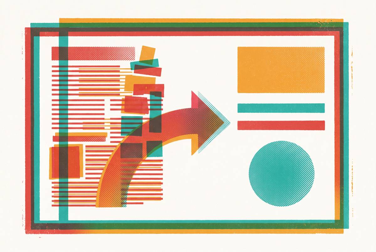 Cover illustration for “Slide Makeovers for Text-Heavy Presentations”