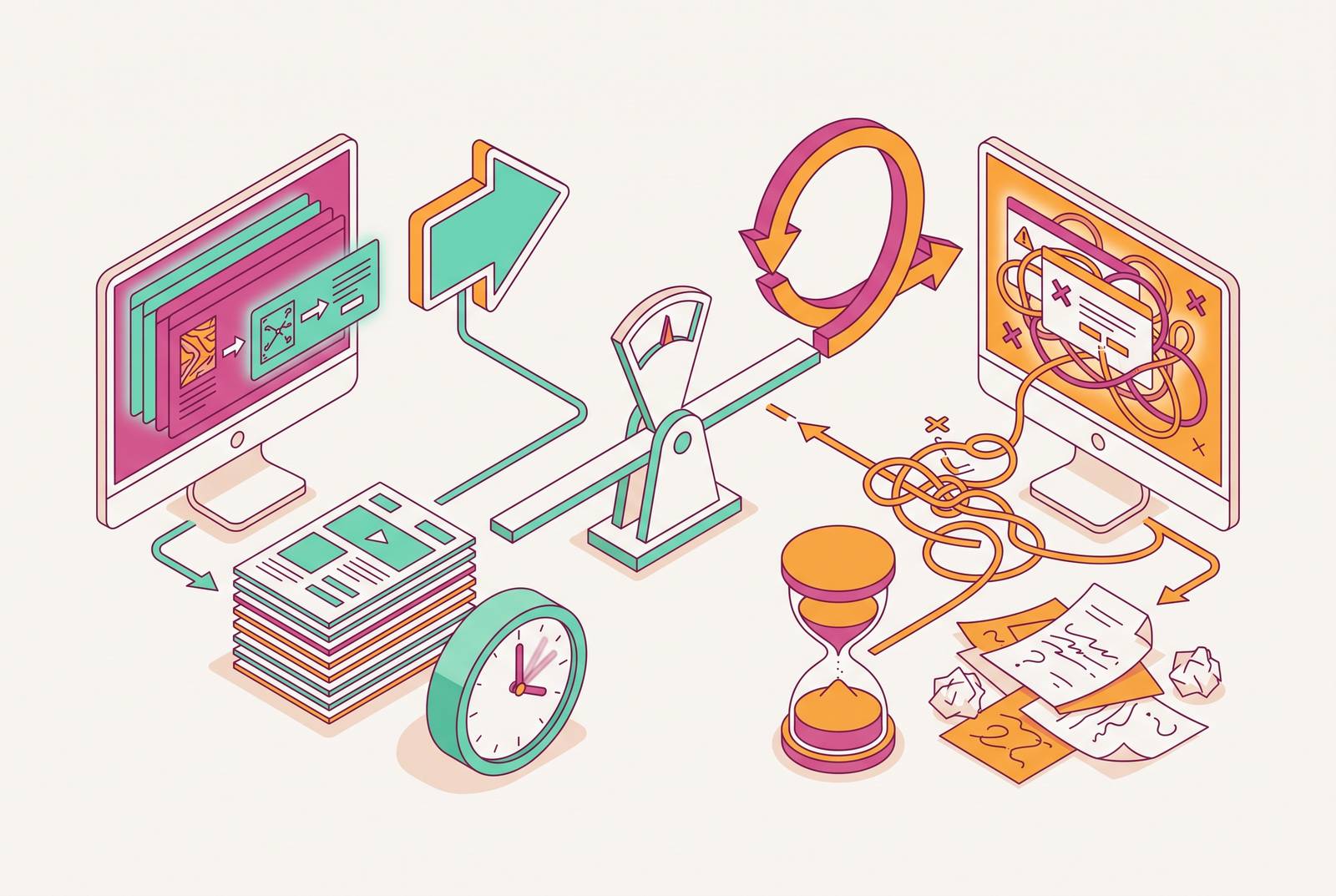 Cover illustration for “When AI Design Saves Time Versus When It Wastes It”