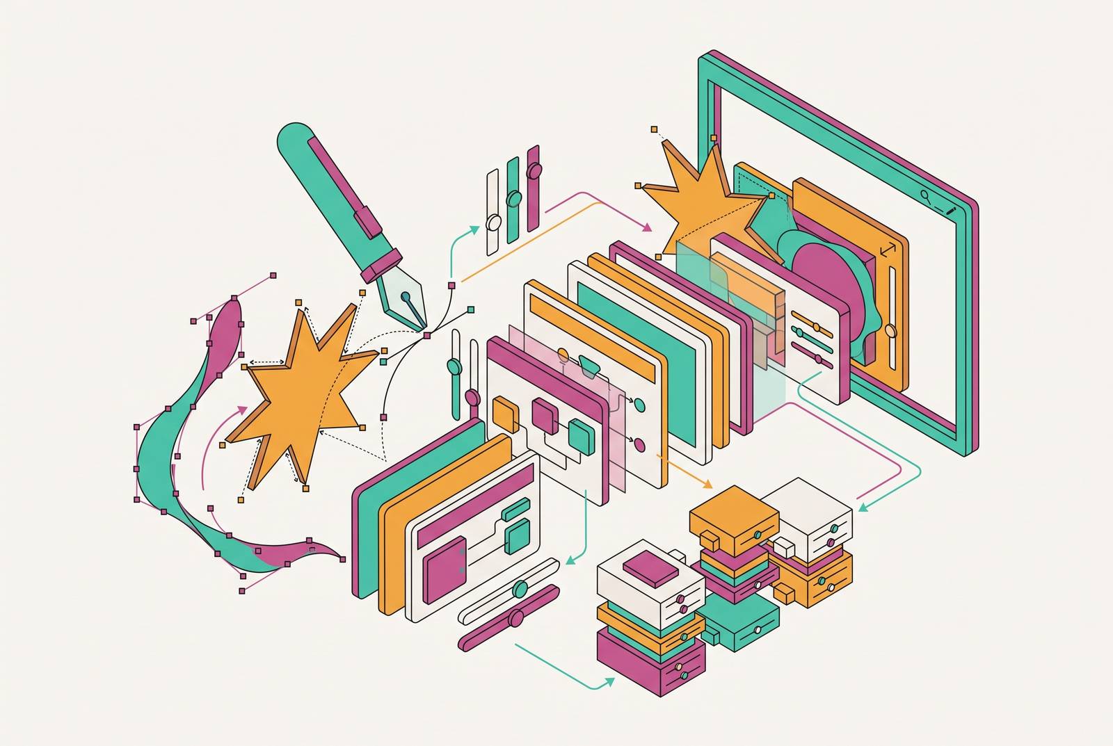 Cover illustration for “AI Design Tools That Produce Editable Outputs”