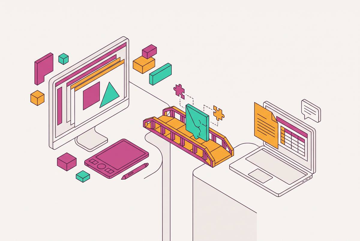 Cover illustration for “Design Handoff Problems Between Designers and Non-Designers”