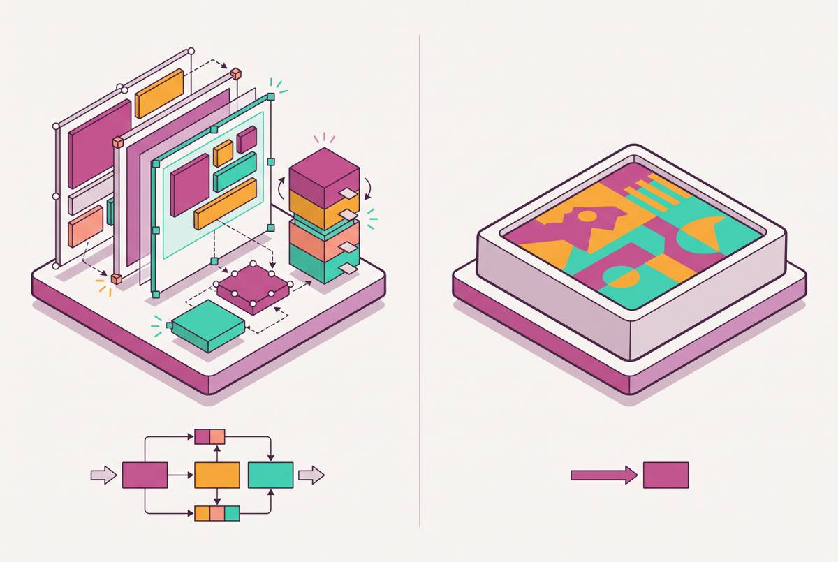 Cover illustration for “Editable AI Design Versus Static AI Image Generation”
