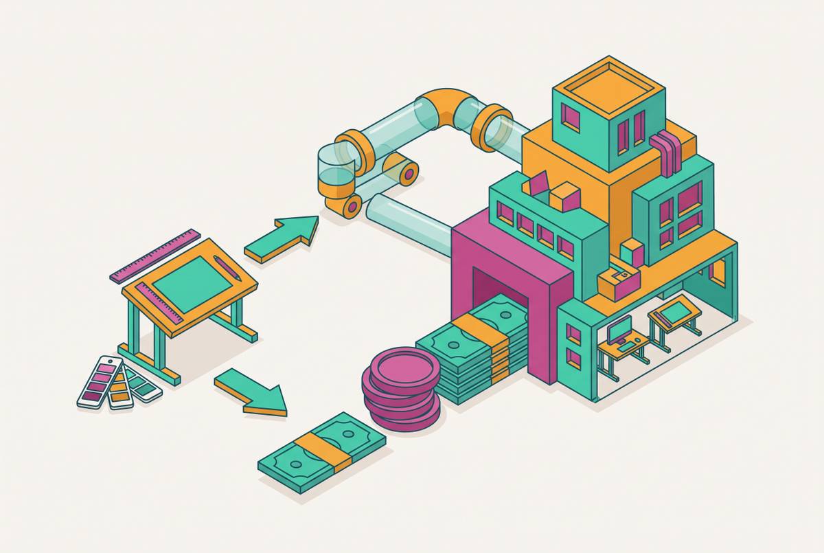 Cover illustration for “Cost of Outsourcing Design Work to Agencies”