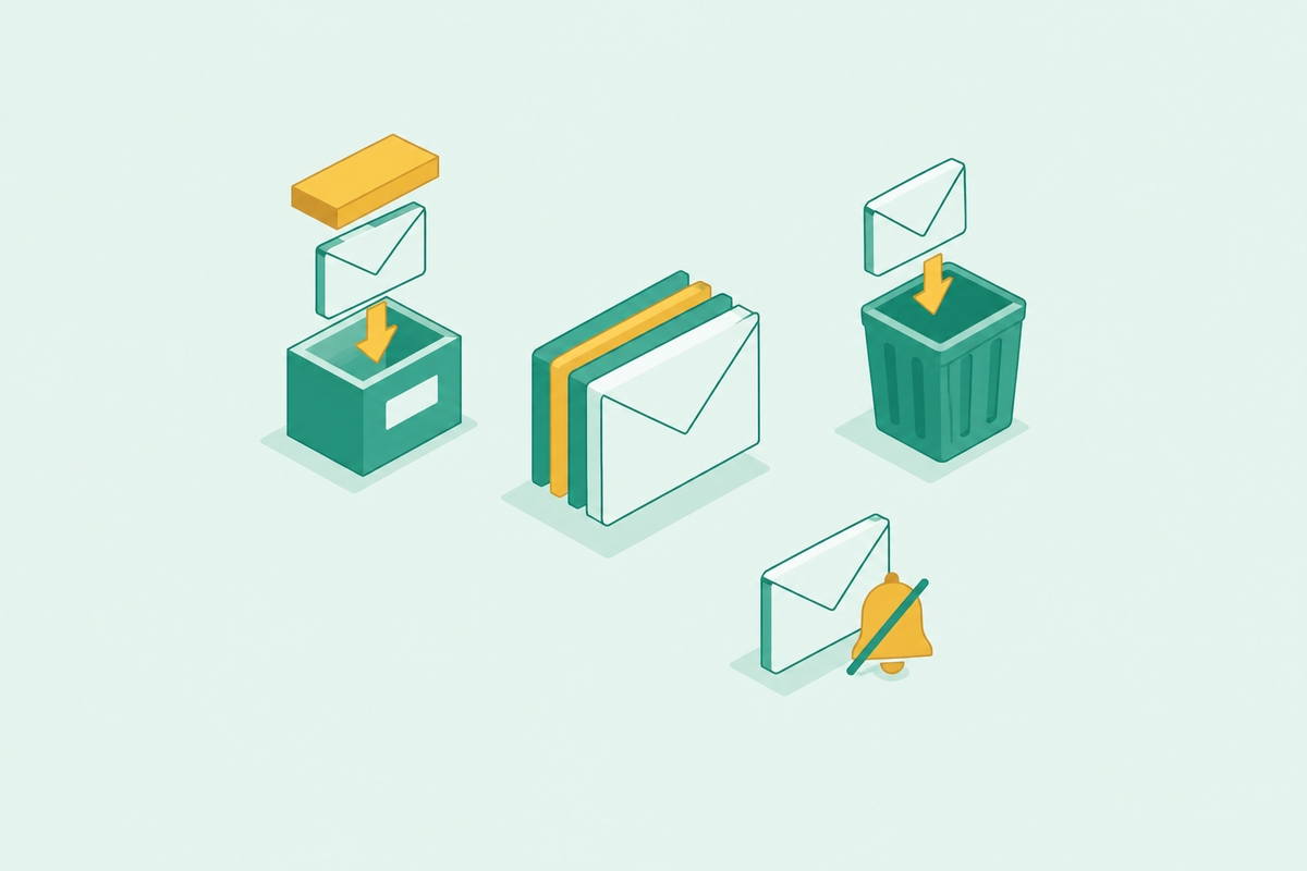 Cover illustration for “Gmail Archive vs Delete vs Mute — Behavioral Differences”