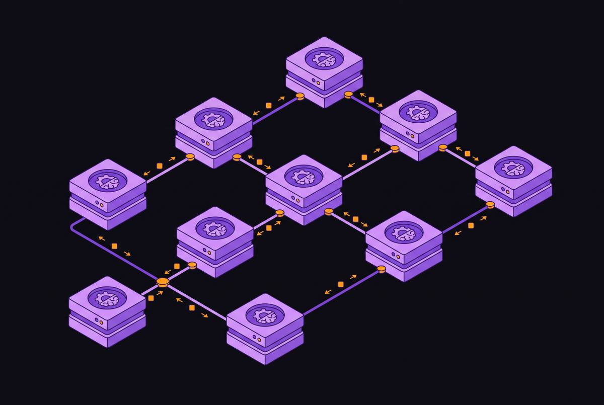 Cover illustration for “Networking Multi-Agent Systems Across Self-Hosted Nodes”