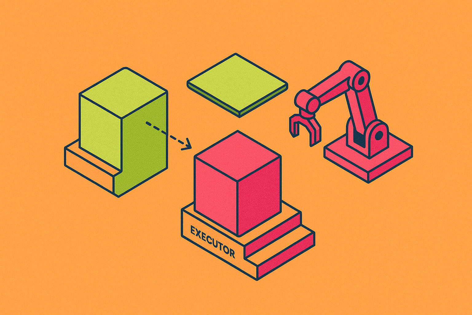 Cover illustration for “The Planner-Executor Split in Production Agent Architectures”