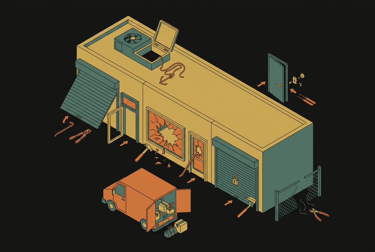 Cover illustration for “After-Hours Break-In Methods at Strip Mall and Retail Properties”