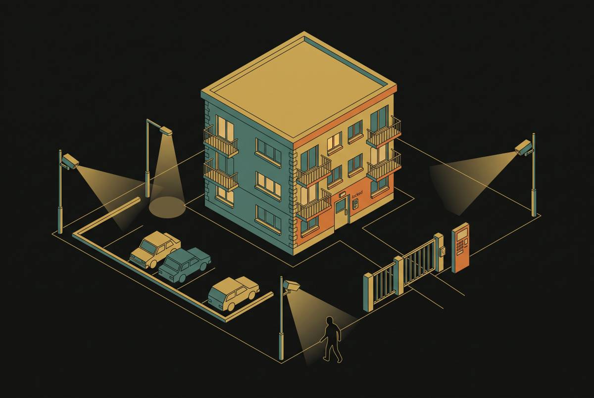 Cover illustration for “Multifamily Property Security Threats After Hours”