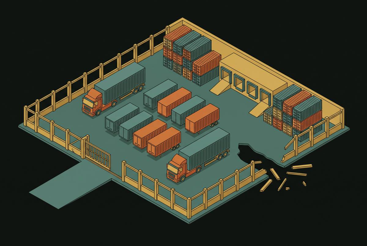 Cover illustration for “Perimeter Breach Risk in Truck Yards and Freight Terminals”