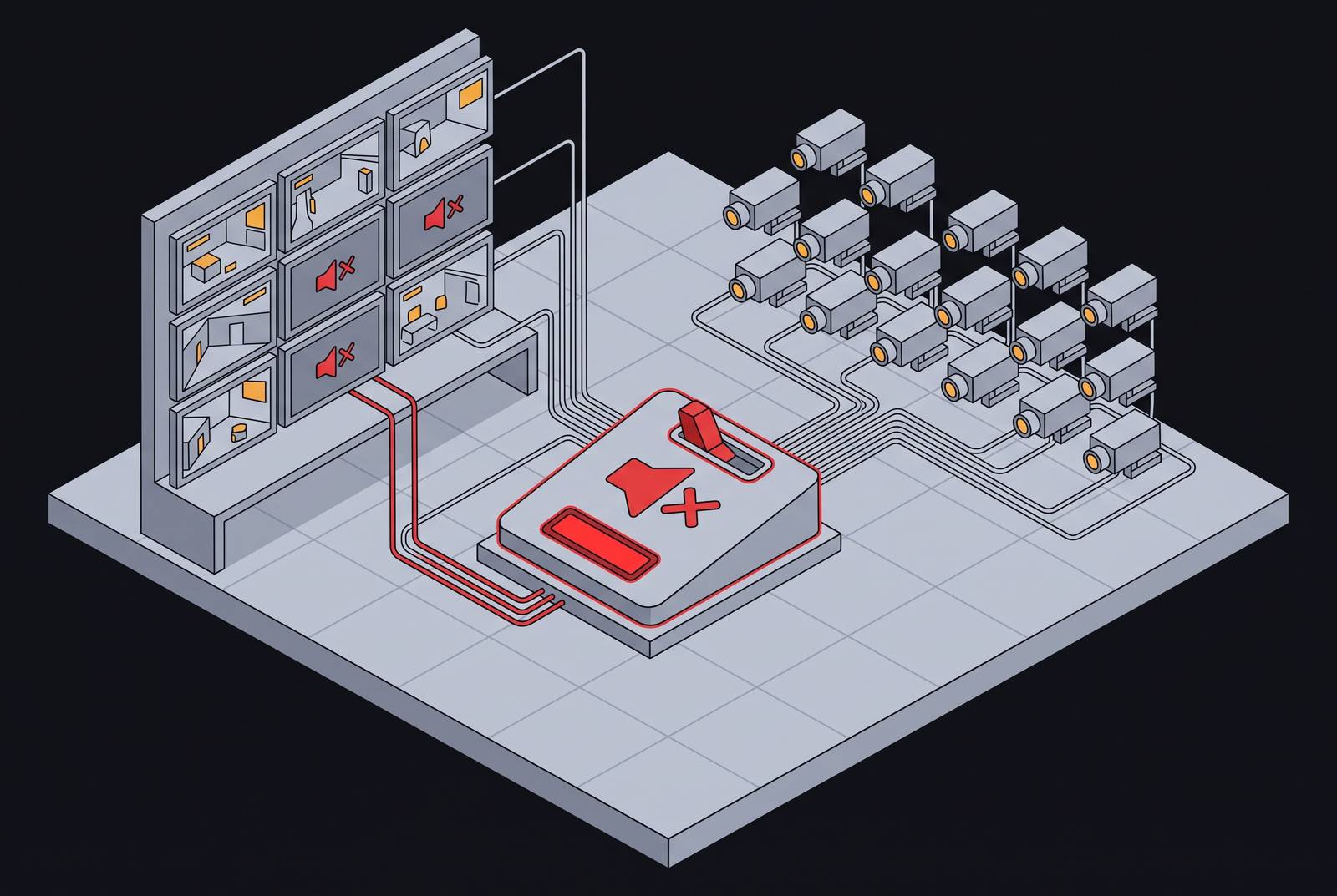 Cover illustration for “Camera Muting Practices in Commercial Monitoring Centers”