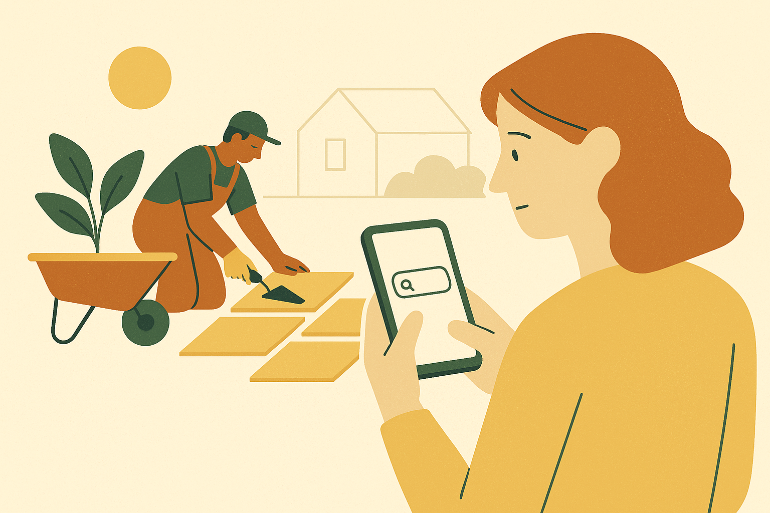 Cover illustration for “Why Homeowners Search "Patio Contractor Near Me" Instead of Asking for Referrals”