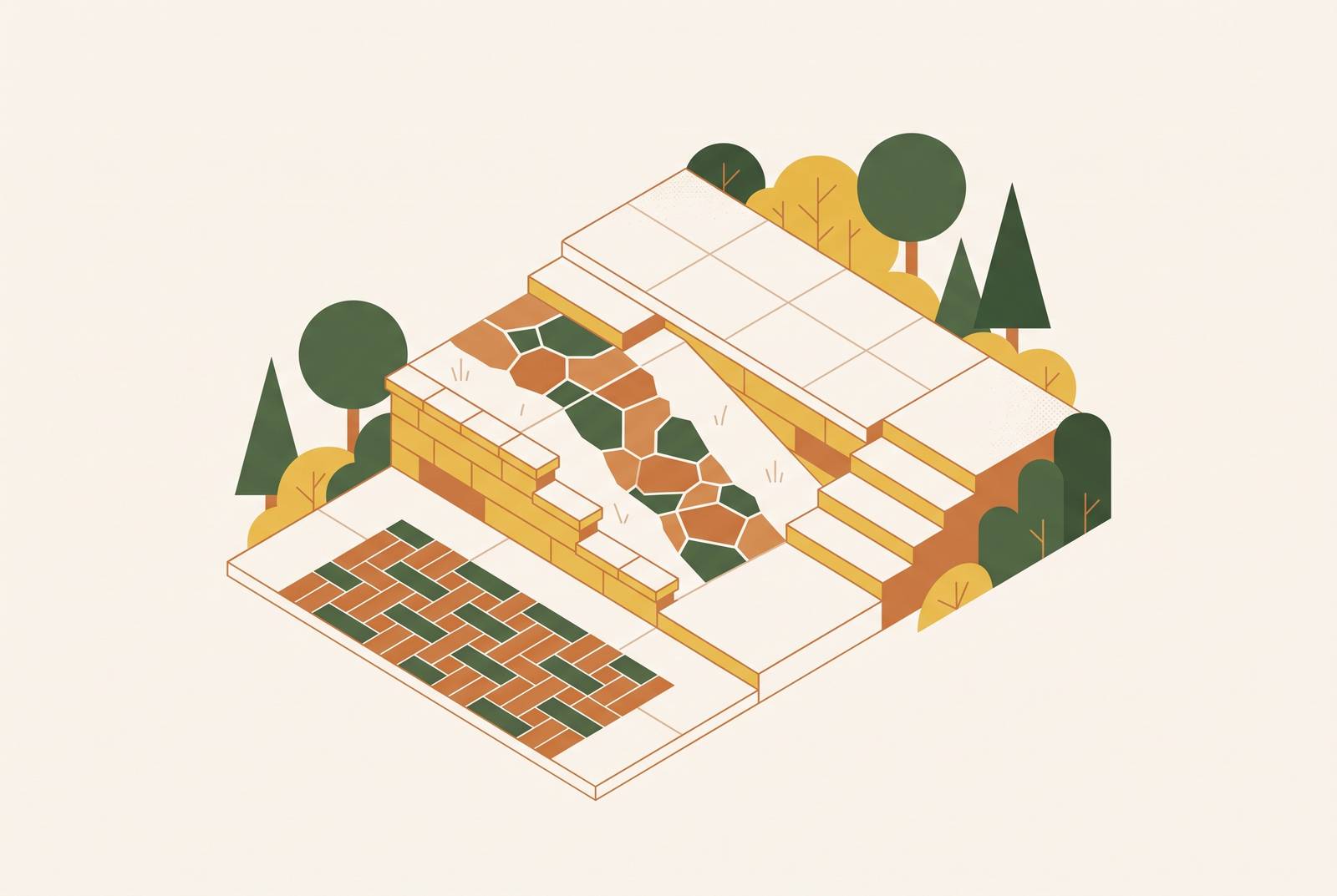 Cover illustration for “Hardscape Project Examples by Surface Type and Site Condition”
