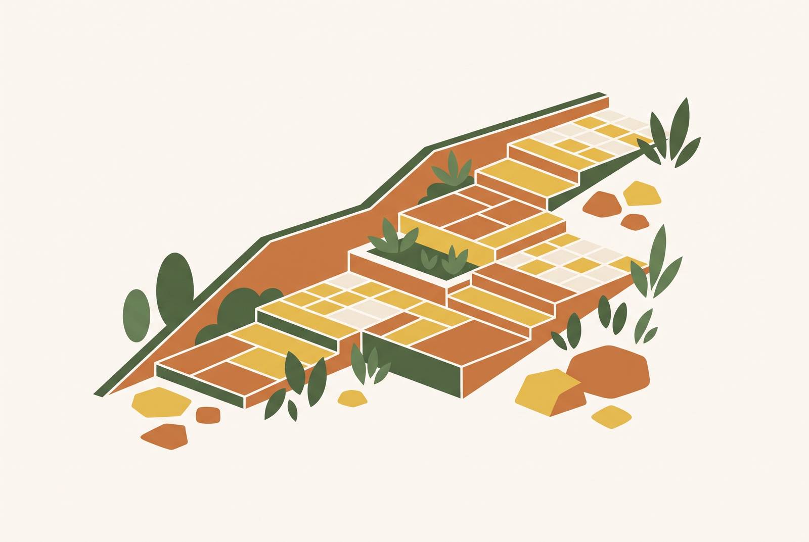 Cover illustration for “Slope Walkway Design Options That Work on Residential Grade”