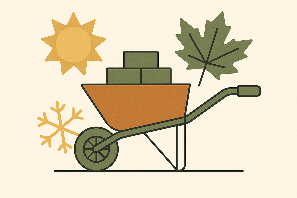Cover illustration for “Seasonality Patterns in Hardscape Sales and Installation”