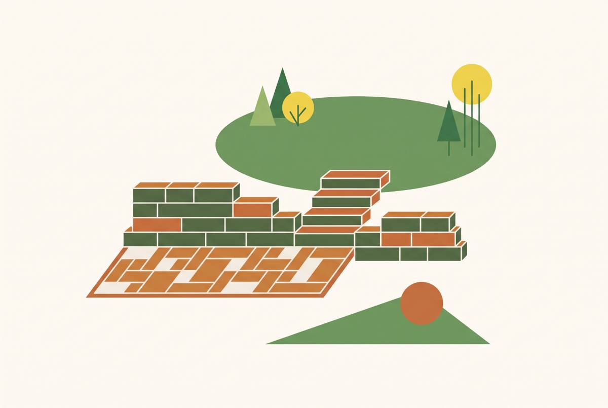 Cover illustration for “Hardscape Backyard Ideas by Yard Size and Grade”