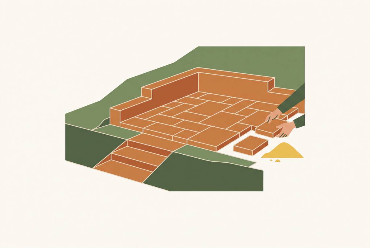 Cover illustration for “Paver Patio Installation on Slopes Without Full Excavation”