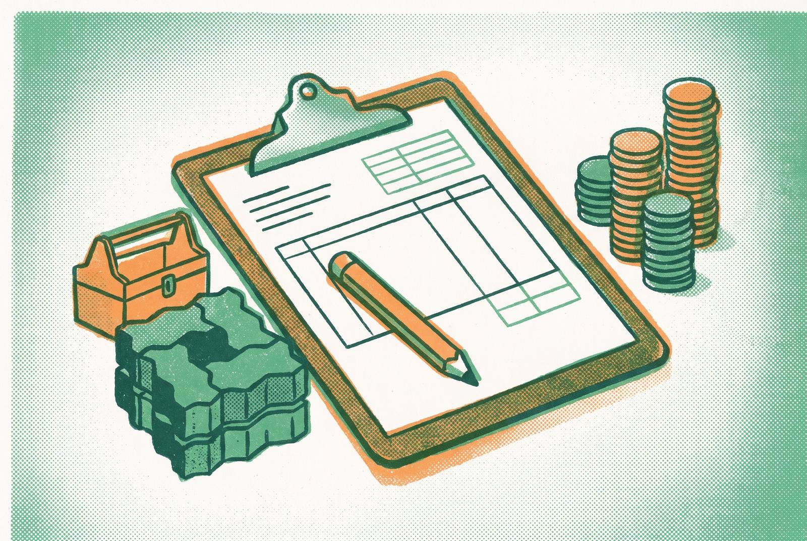 Cover illustration for “Estimator Compensation Structures in Hardscape and Remodeling”