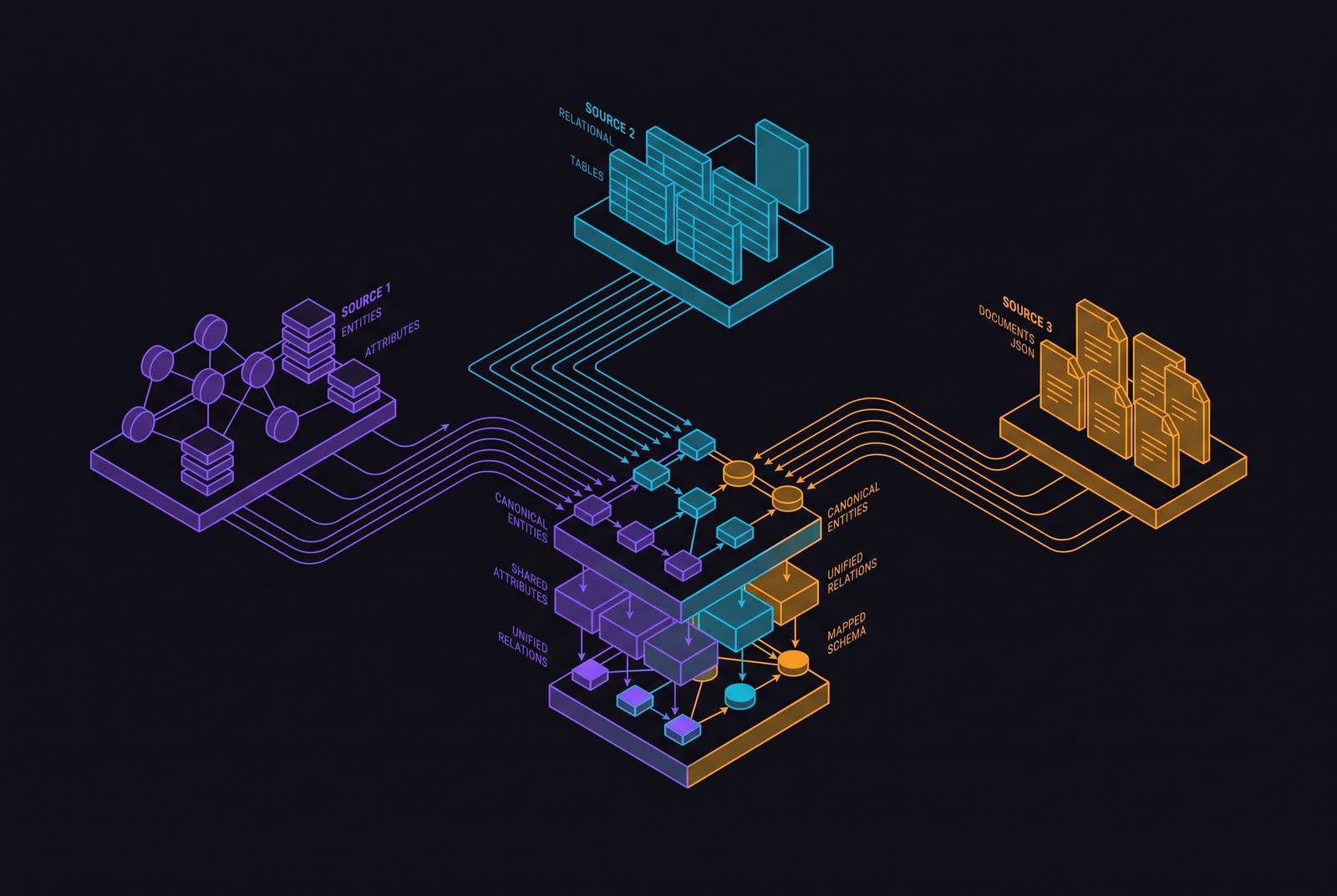 Cover illustration for “Schema Mapping and Canonical Data Model Design for Multi-Source Graphs”