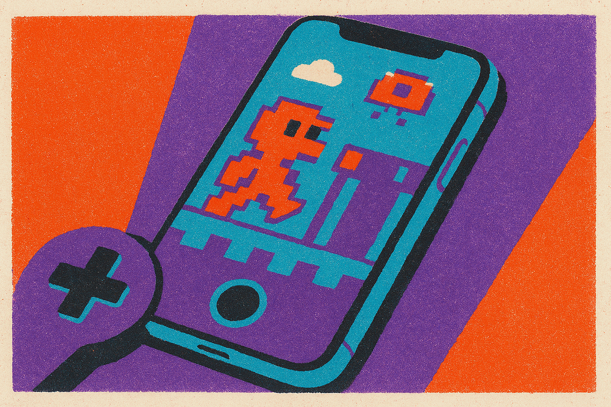 Cover illustration for “Emulating Retro Games on iPhone”