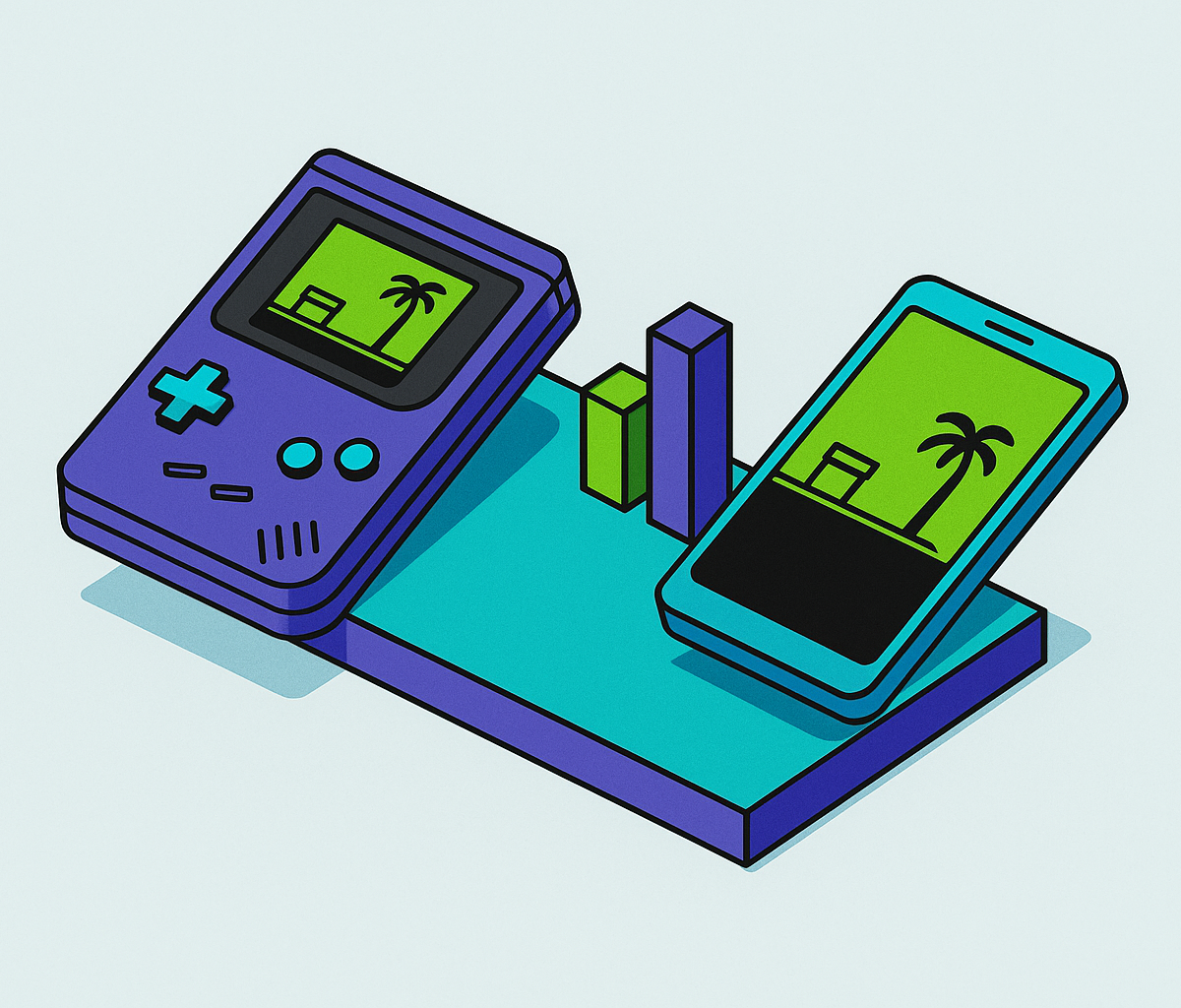 Cover illustration for “Retro Handheld vs Smartphone Emulation Compared”
