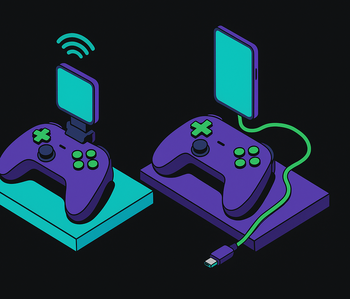 Cover illustration for “Wireless vs Wired Mobile Gaming Controllers for Android”