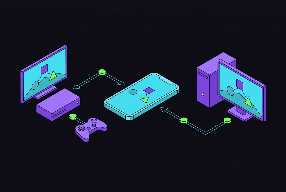 Cover illustration for “Cross-Platform Mobile Games Playable Against Console and PC Players”