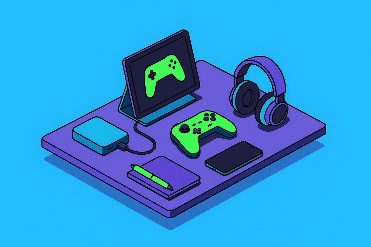 Cover illustration for “Mobile Gaming Desk and Travel Setup Essentials”