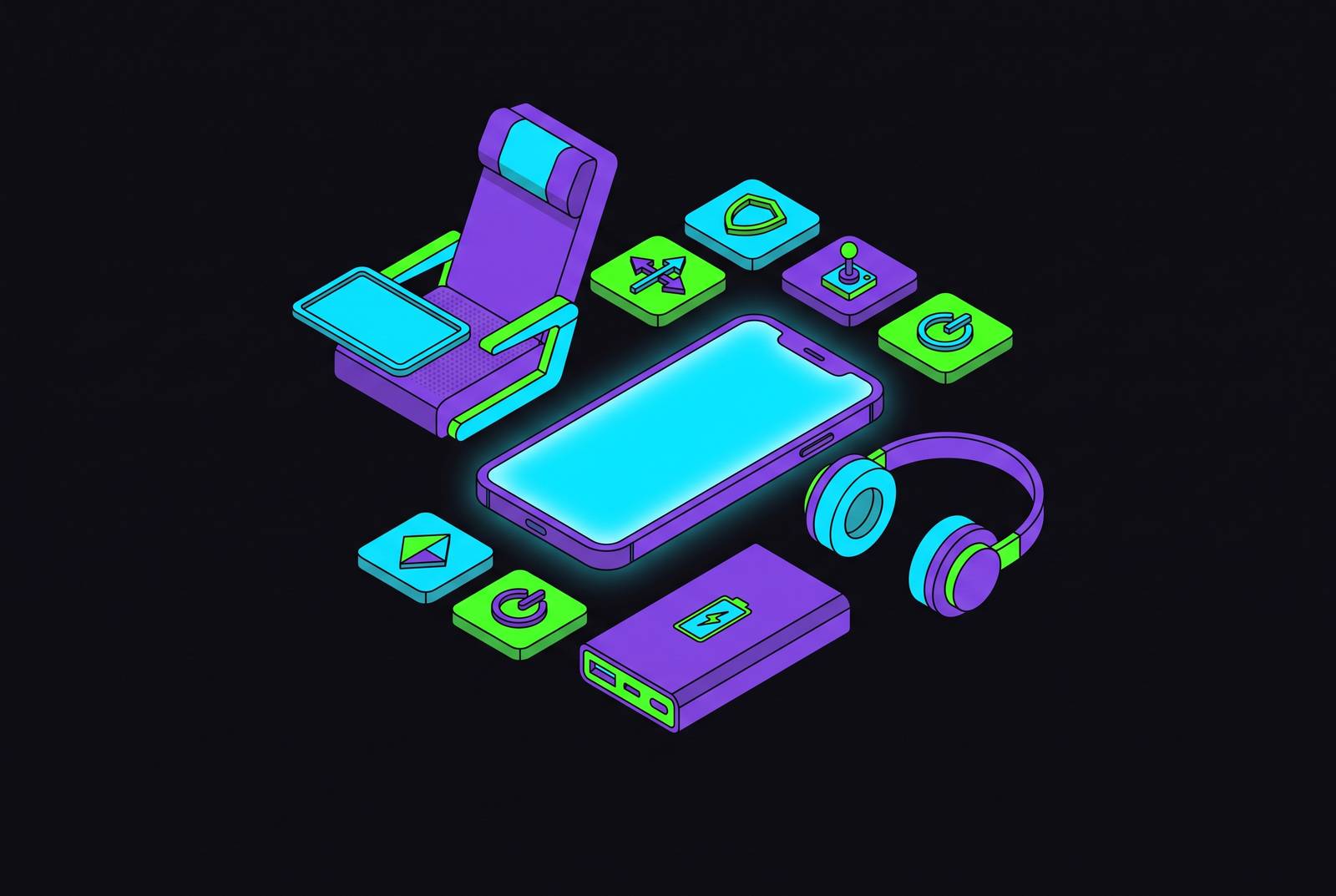 Cover illustration for “Mobile Games Worth Playing on a Long Flight”