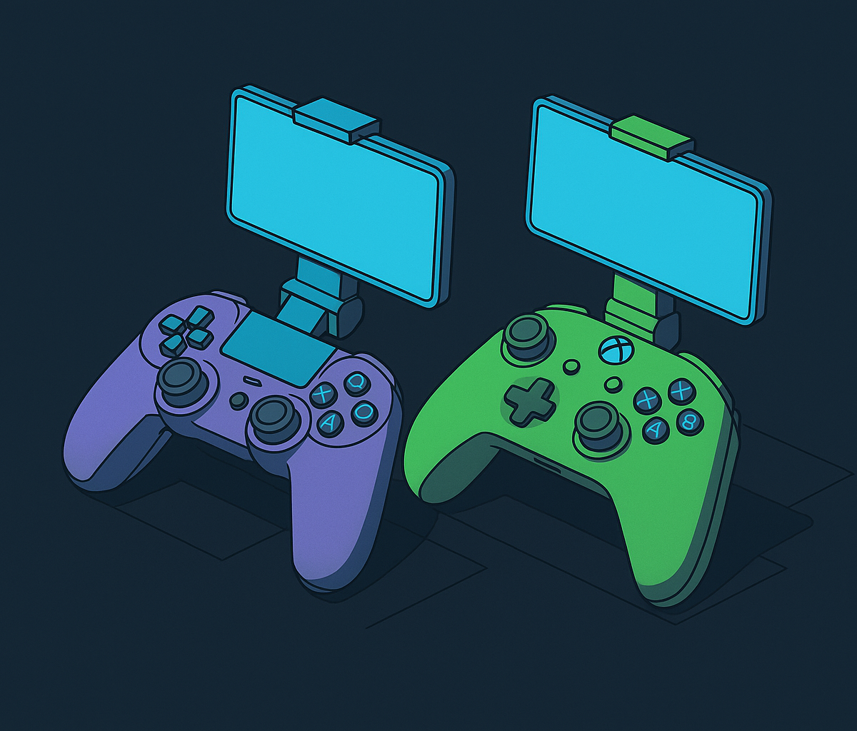 Cover illustration for “officially licensed mobile controllers for PlayStation and Xbox”