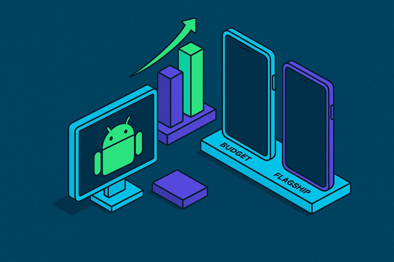 Cover illustration for “Android Emulator Performance Compared Across Budget and Flagship Phones”