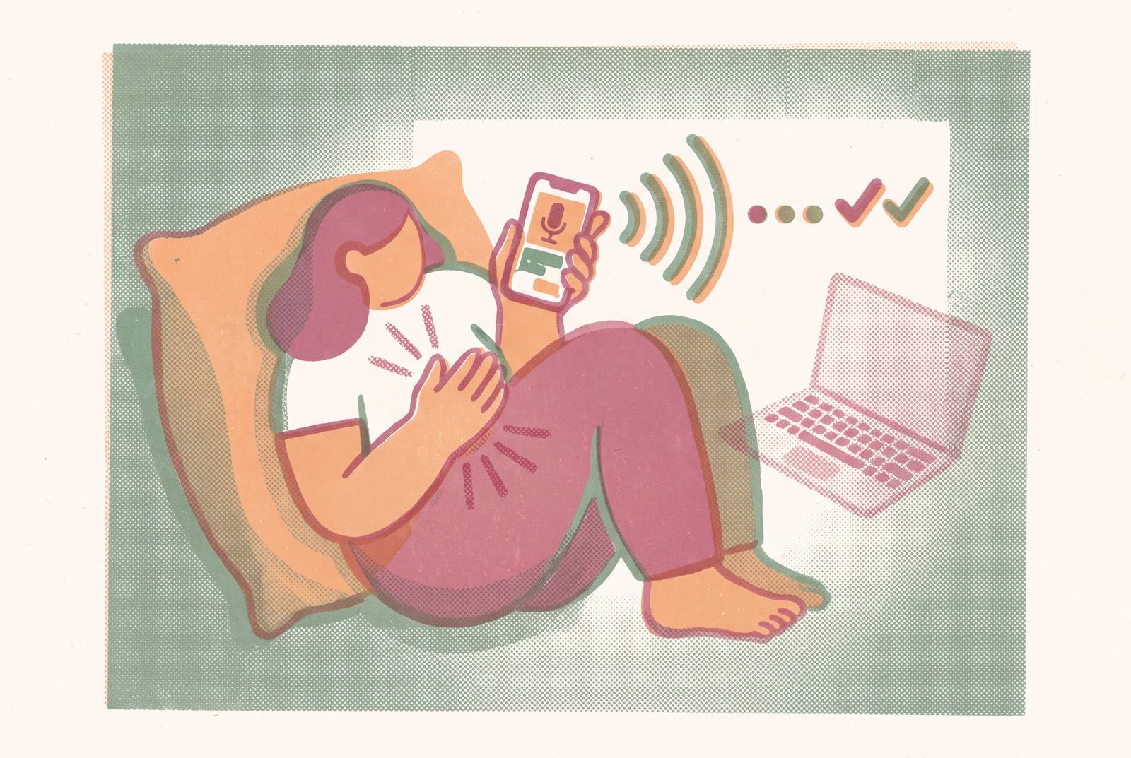 Cover illustration for “When a Fibromyalgia Flare Makes Typing Feel Impossible, Here Is How to Still Log It”