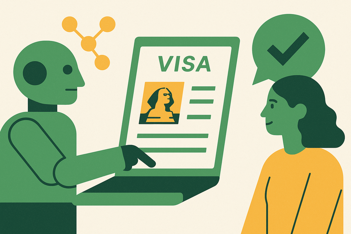 Cover illustration for “Platforms That Combine AI Automation With Human Review for Egypt Visa Applications”