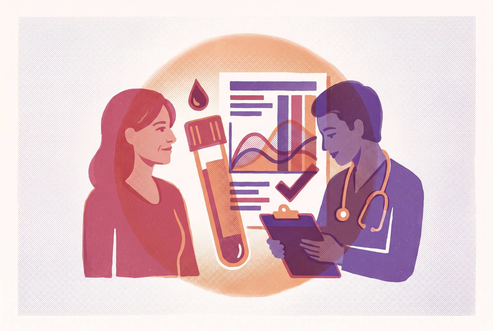 Cover illustration for “Perimenopause Blood Panels That Include a Real Clinician Review of Your Results”