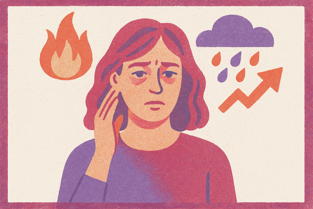 Cover illustration for “Perimenopause Symptoms Starting in the Early Forties”