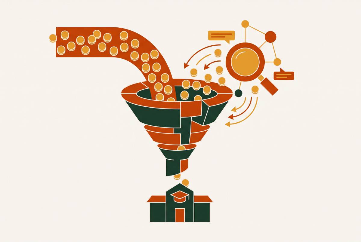 Cover illustration for “AI Search Disruption of Student Enrollment Funnels in Higher Education”