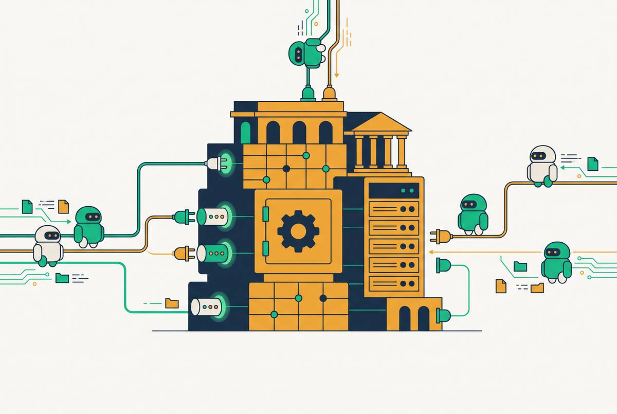 Cover illustration for “Deploying AI Agents on Existing Core Banking Infrastructure”