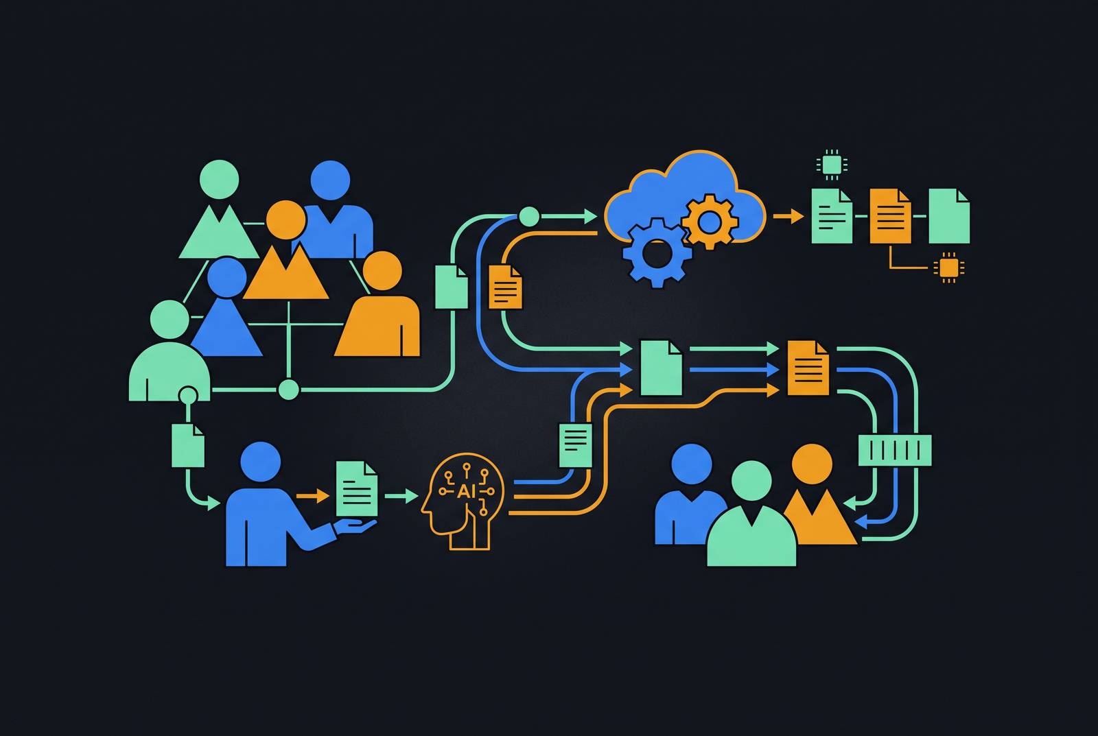 Cover illustration for “Roles and Workflows for AI-Native Documentation Teams”