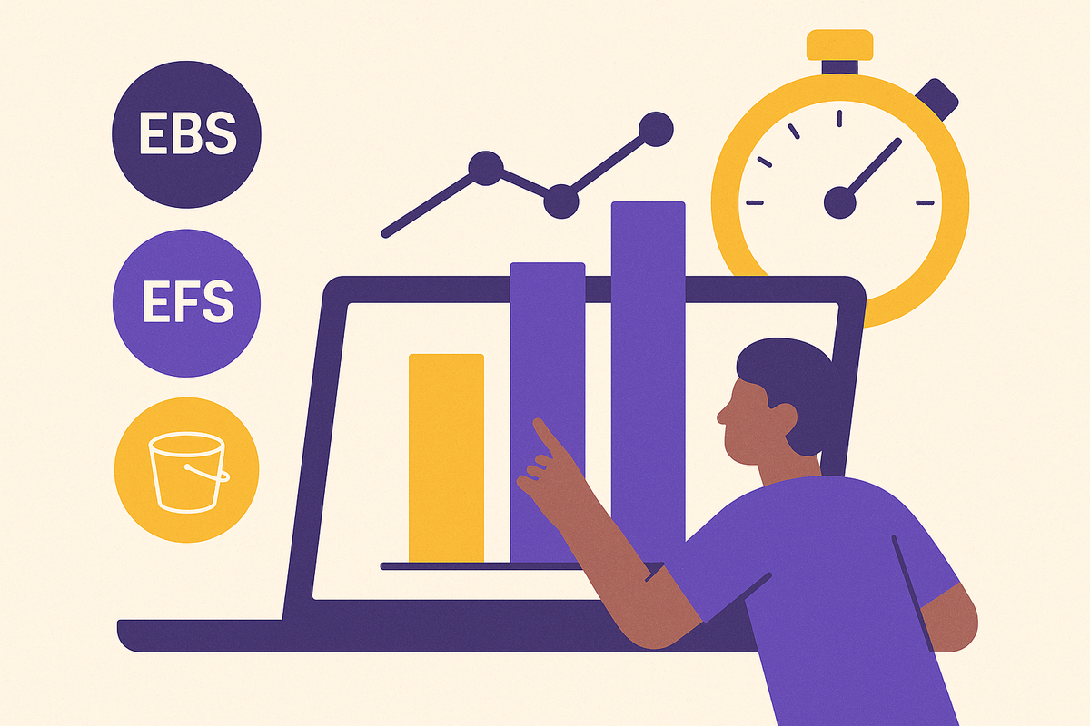 Cover illustration for “EBS vs EFS vs S3 Performance Benchmarks for ML Workloads”
